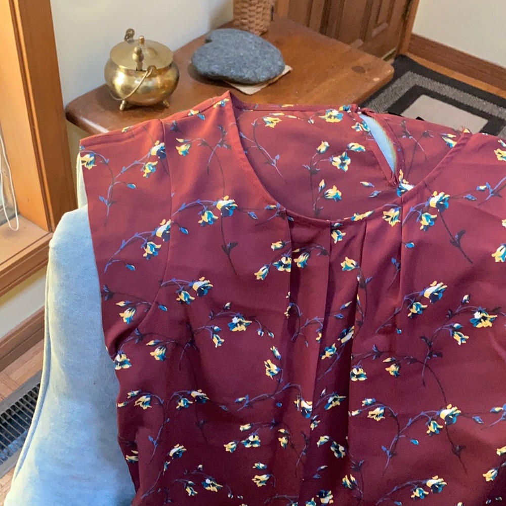 New top, Cap sleeve blouse, L, cranberry
